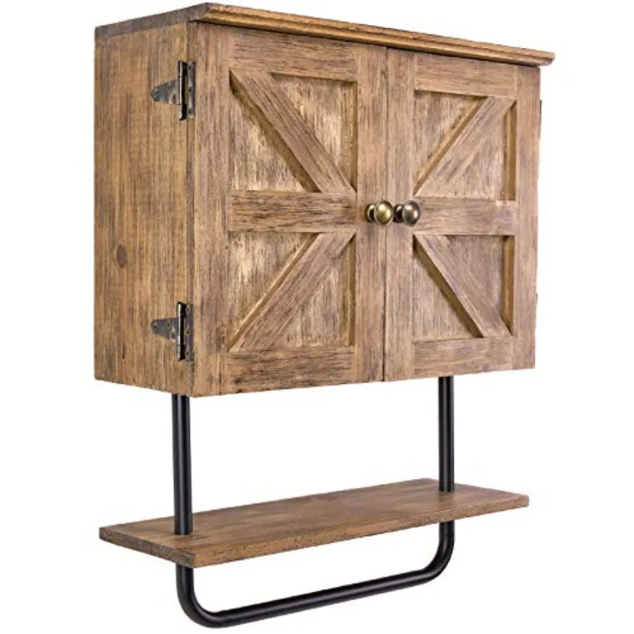 

17x21'' Barndoor Bathroom Wall Cabinet, Space Saver Storage Cabinet Kitchen Medicine Cabinet with Adjustable Shelf and Towel Ba