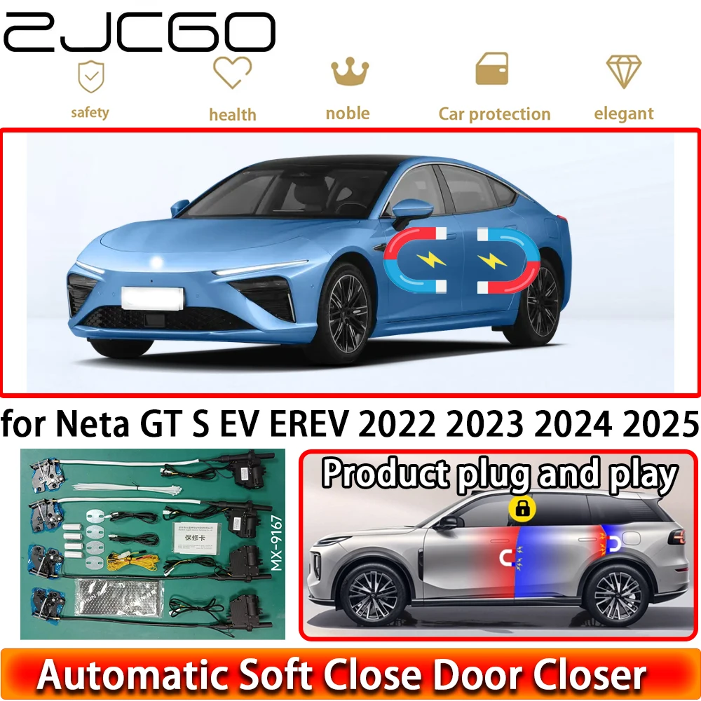 ZJCGO for Neta GT S EV EREV 2022 2023 2024 2025 Soft Close Door Kit Power Latch System Auto Pull Door Easy Close Plug & Play