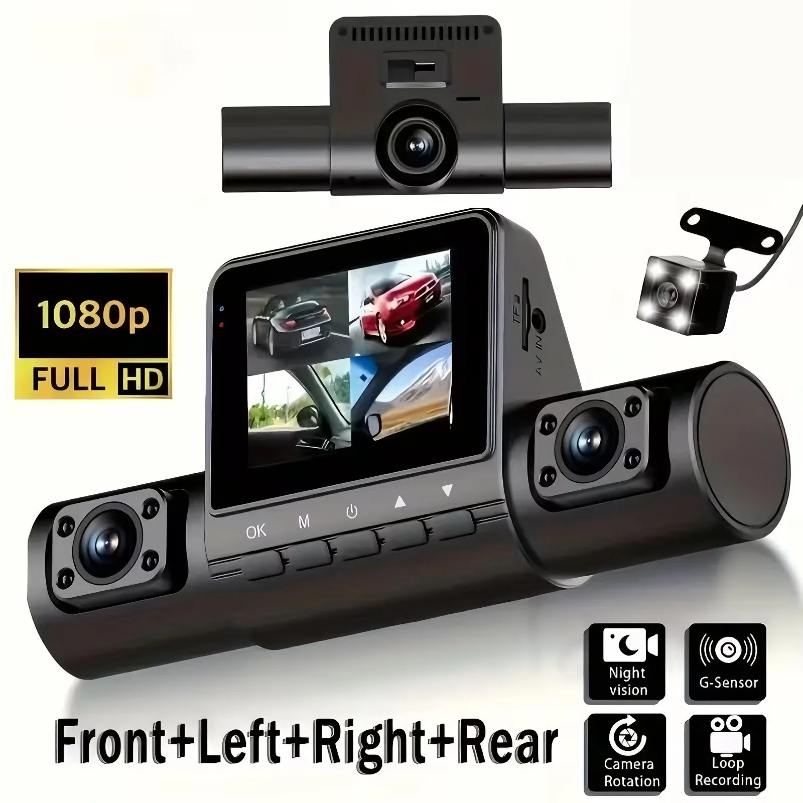 Clearance Price Dash Cam Car 1080P Wide-Angle Lens Front Rear Inside Left Right Parking Mode Loop Recording 360° Car Camera