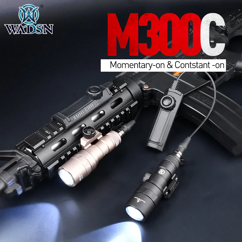 

WADSN Tactical M300C M300A Flashlight LED Hunting Rifle Light Mini Weapon Scout Light WithDual Switch Airsoft Accessory