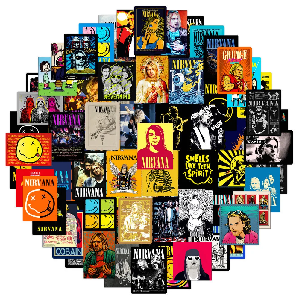 135 Pieces Nirvana Band S4 Rock Mini Stickers DIY Decor for Planners, Phones & Laptops Papery Pop Store