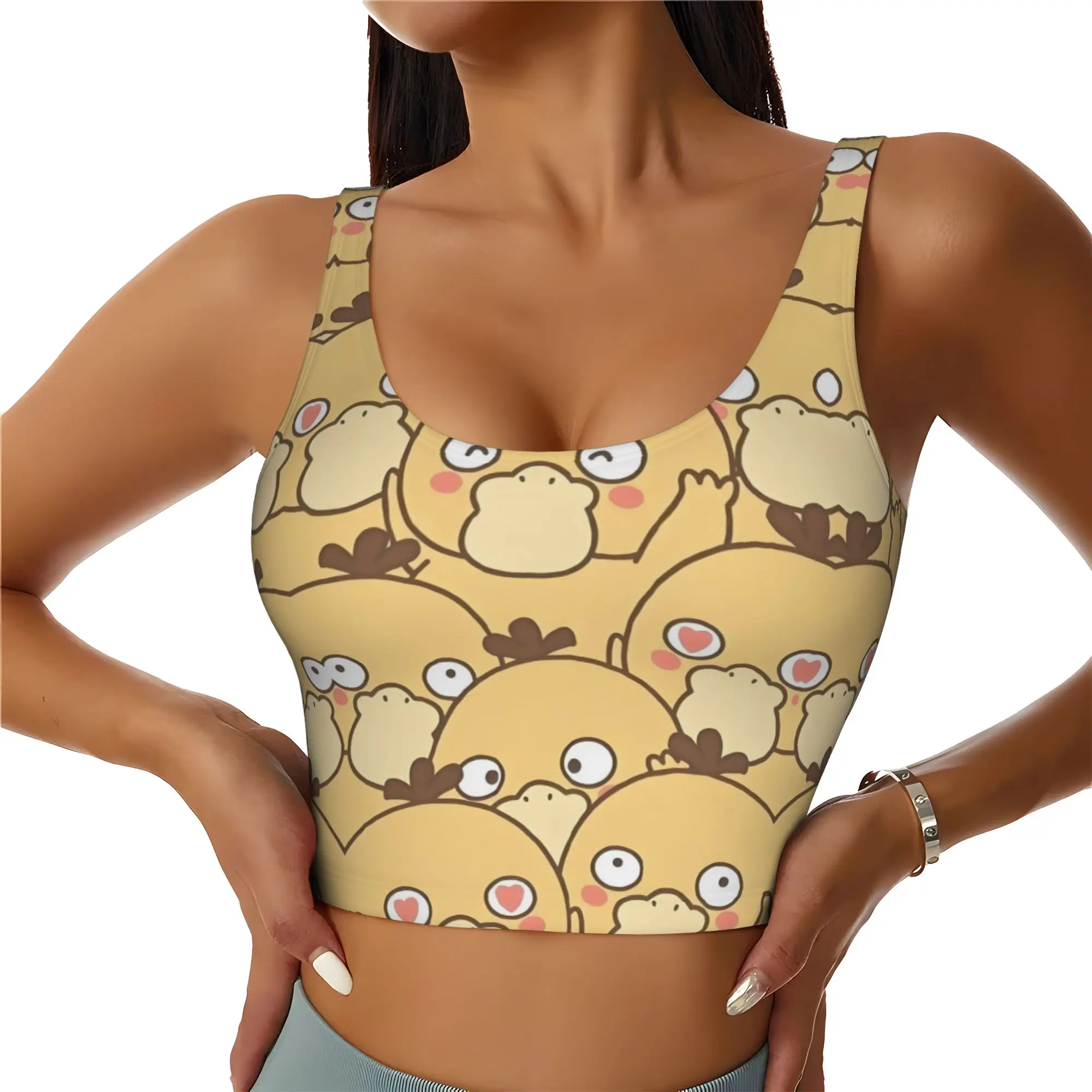 Custom P-Psyducks Workout Crop Tank Tops for Women Seamless Duck  Animated Running Yoga Sports Bras