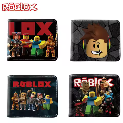 Game Roblox Creative Cartoon Peripheral Print PU Leather Wallet Large-Capacity Half-Fold Coin Purse Storage Bag Students Gifts
