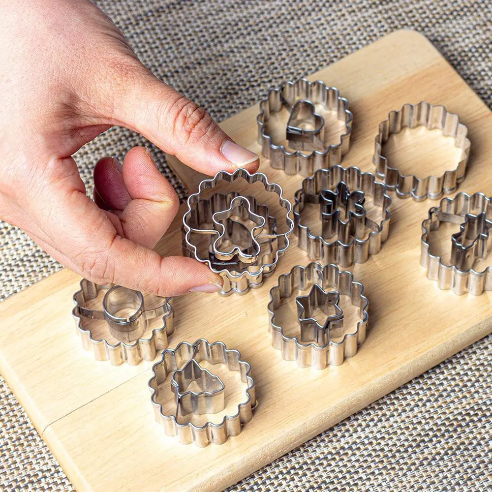 Stainless Steel Biscuit Cutter Set Wavy Edge Cookie Molds For Fondant Baking Pastry Dough Decorating Kitchen Cooking Tools