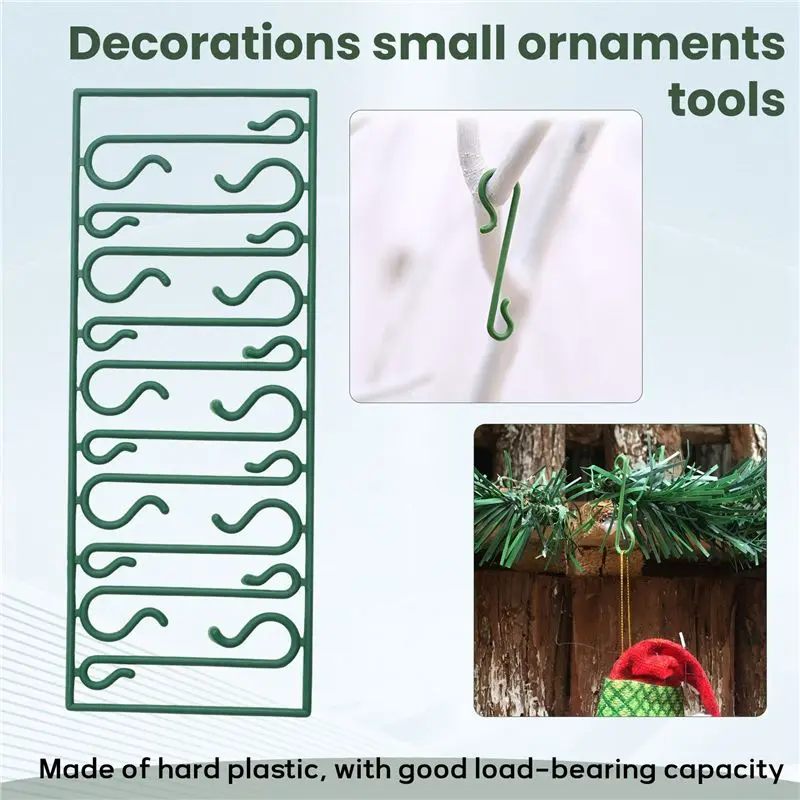ABSS-50 Packs Plastic Green Bauble Hooks For Hanging Christmas Tree Decorations,Christmas Wreath,Ornament And Lights Hangers