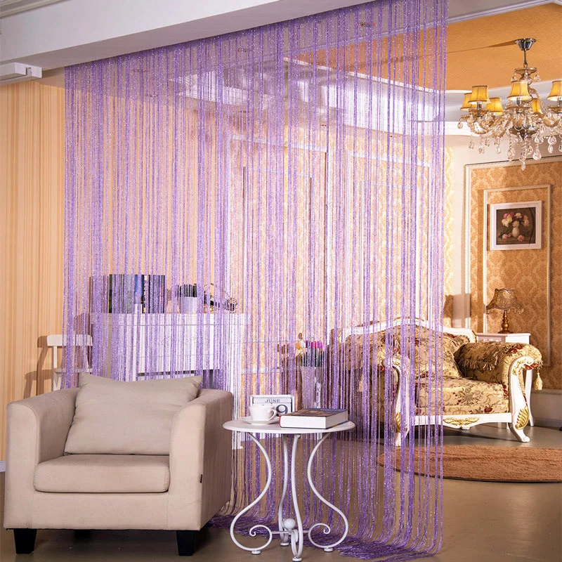 Korean Style Tassel Door Curtain Silver Wire Partition Screen for Home Living Room Entrance Wedding Decorative Privacy Curtain