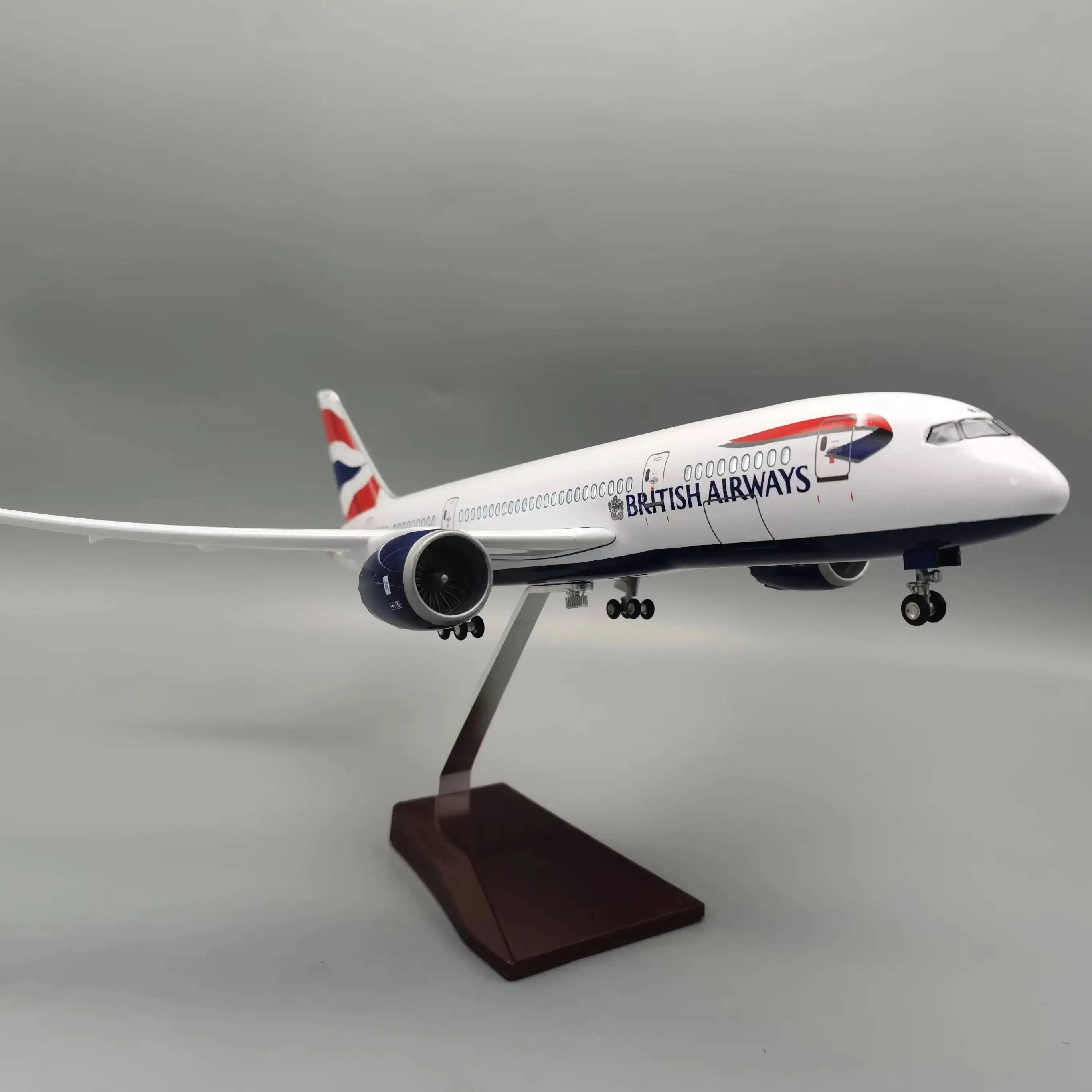 47cm aircraft model B787 British Airways Airbus 787 aircraft model kit decorated with LED lights (touch or sound control) for De