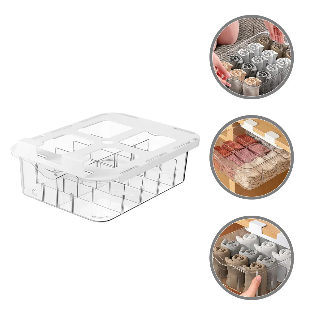 

Multi-Grid Underwear Storage Box Drawer Type Transparent Sock Organizer Closet Storage Container for Socks Bras Hosiery