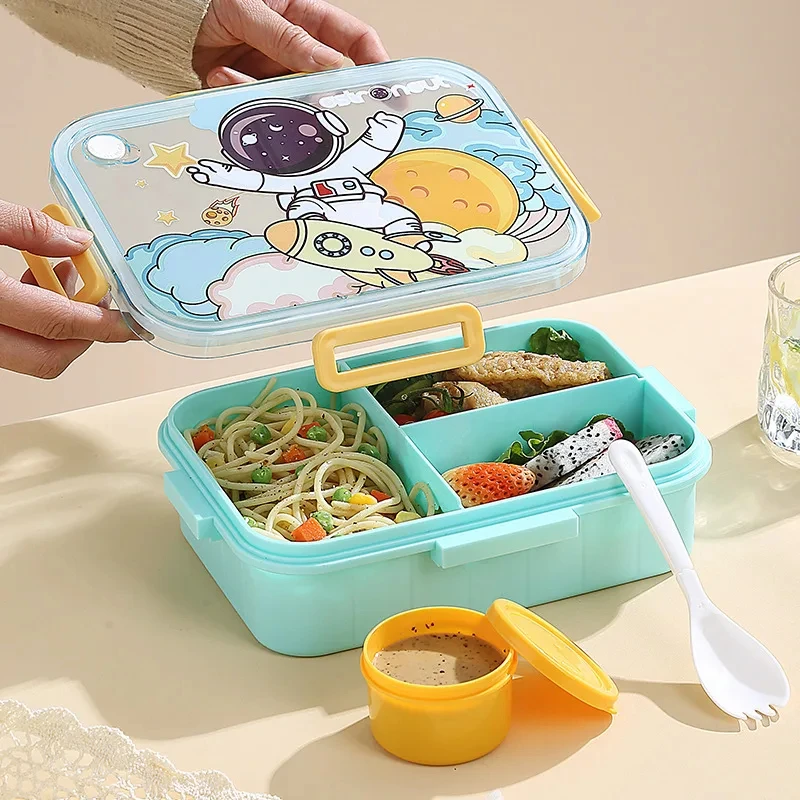 1200ml Cute Lunch Box for Kids Girls Boys With 3 Compartments Bento Lunchbox School Child Leakproof Children's Food Snack Boxes