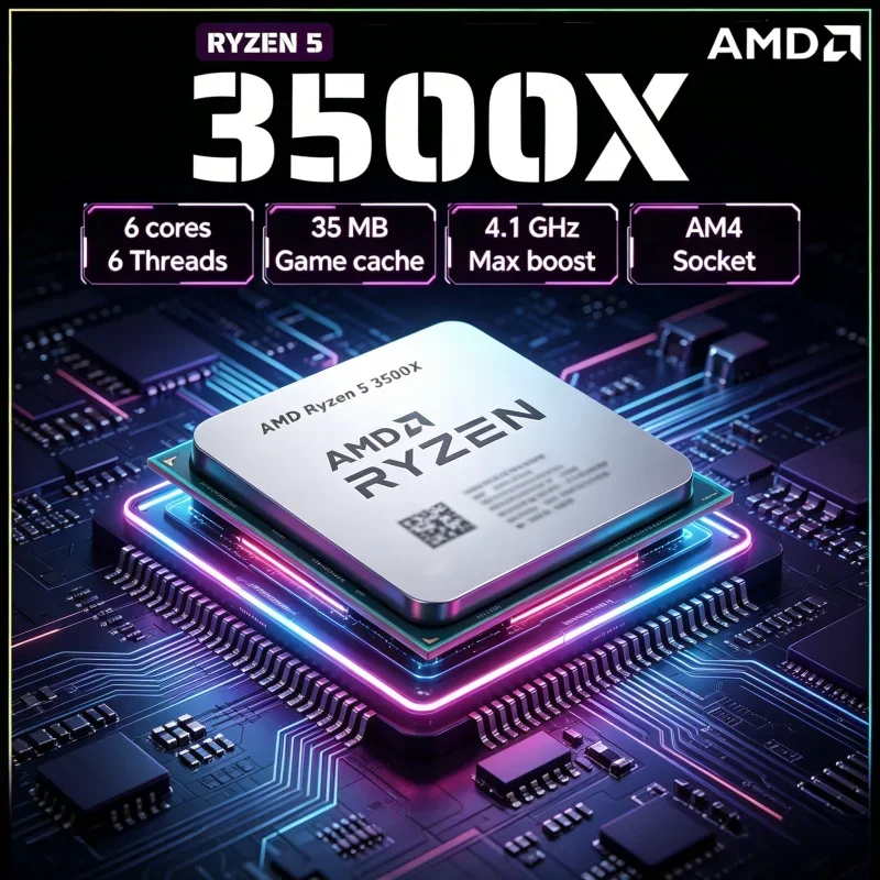 

7NM Low Power AMD Ryzen 5 3500X 3.6GHz Six-Core Six-Thread 65W 32M L3 100-000000158 AM4 Chip No Retail Package
