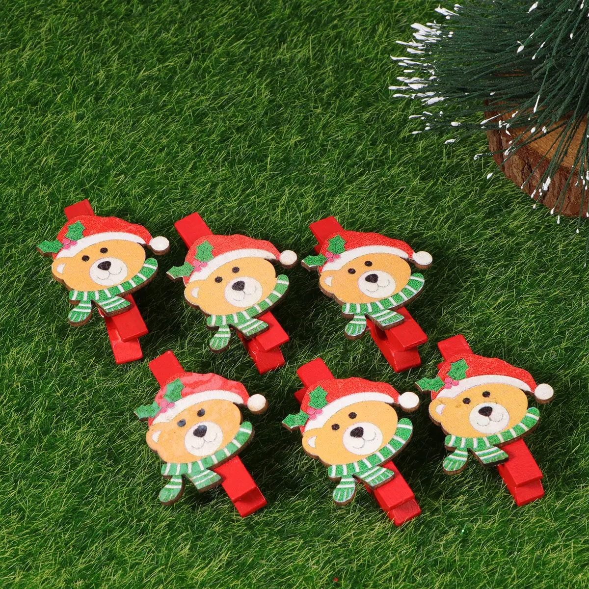 12Pcs Wooden Photo Clips Multifunctional Mini Clothespins for Home Birthday Craft Decoration Christmas Paper Holder DIY