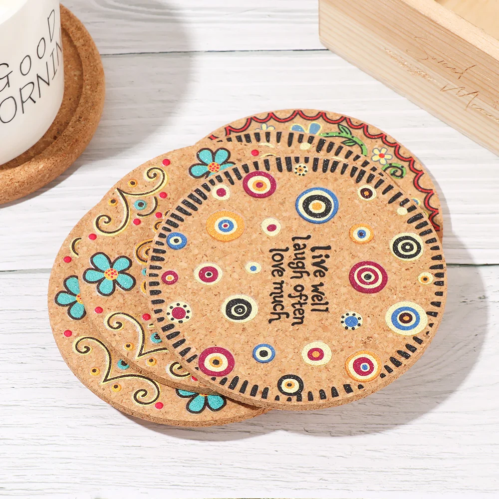 

Kitchen Accessories Durable Tea Coasters Non-slip Mug Holder Wooden Cup Mat Heat Resistant Cork Coasters Anti-hot Heat Pad