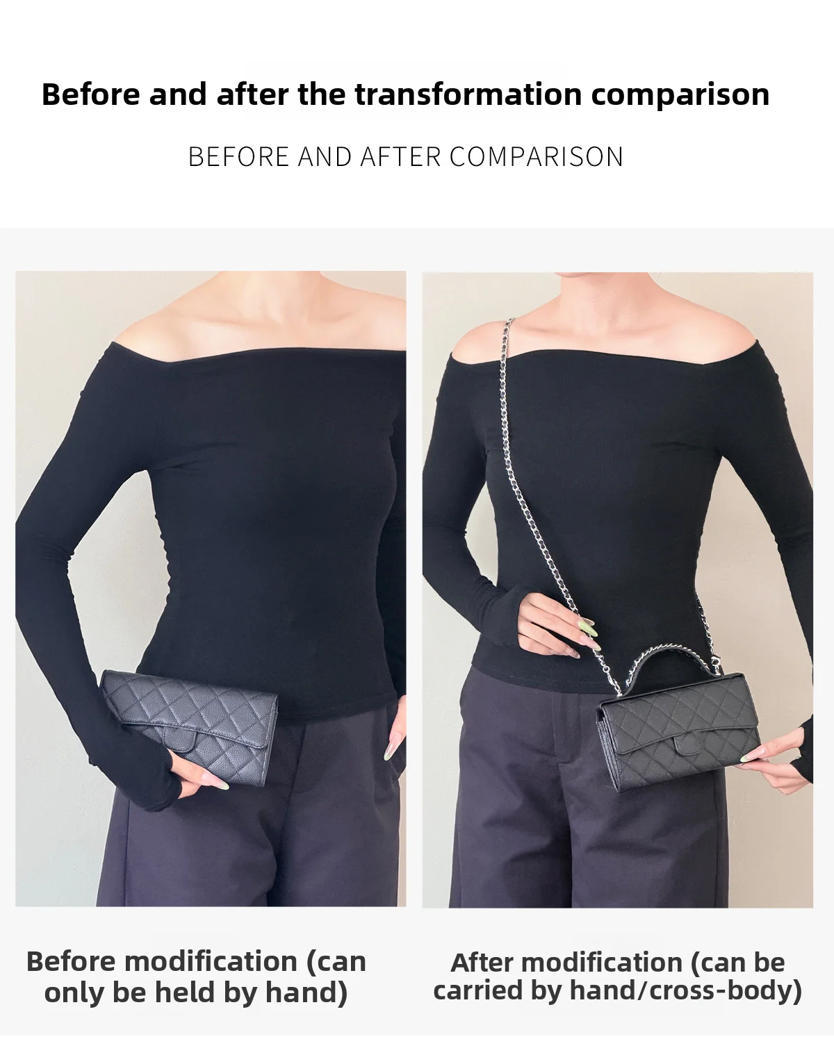 Cowhide Leather Chain Top Handle,Wear-through Handle Replacement Accessories Compatible with WOC Wallet On Chain Bag