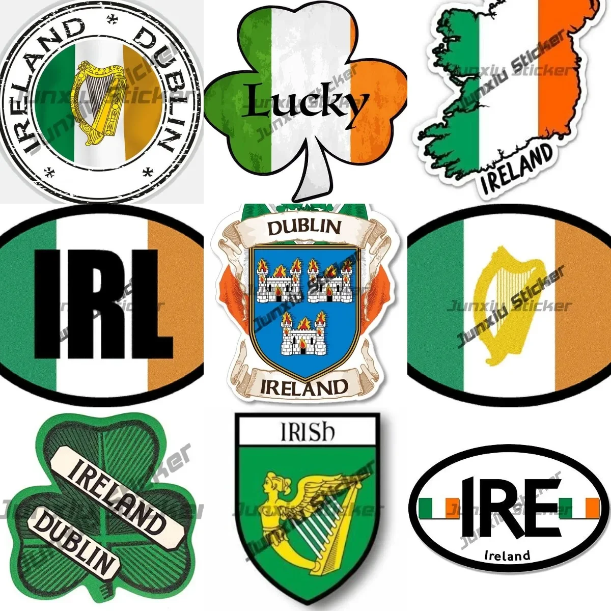 Irish Coat of Arms Sticker dublin Ireland Lucky Shamrock Decal Leinster Country Code Flag Seal IRE Shield Flag Crest Accessories