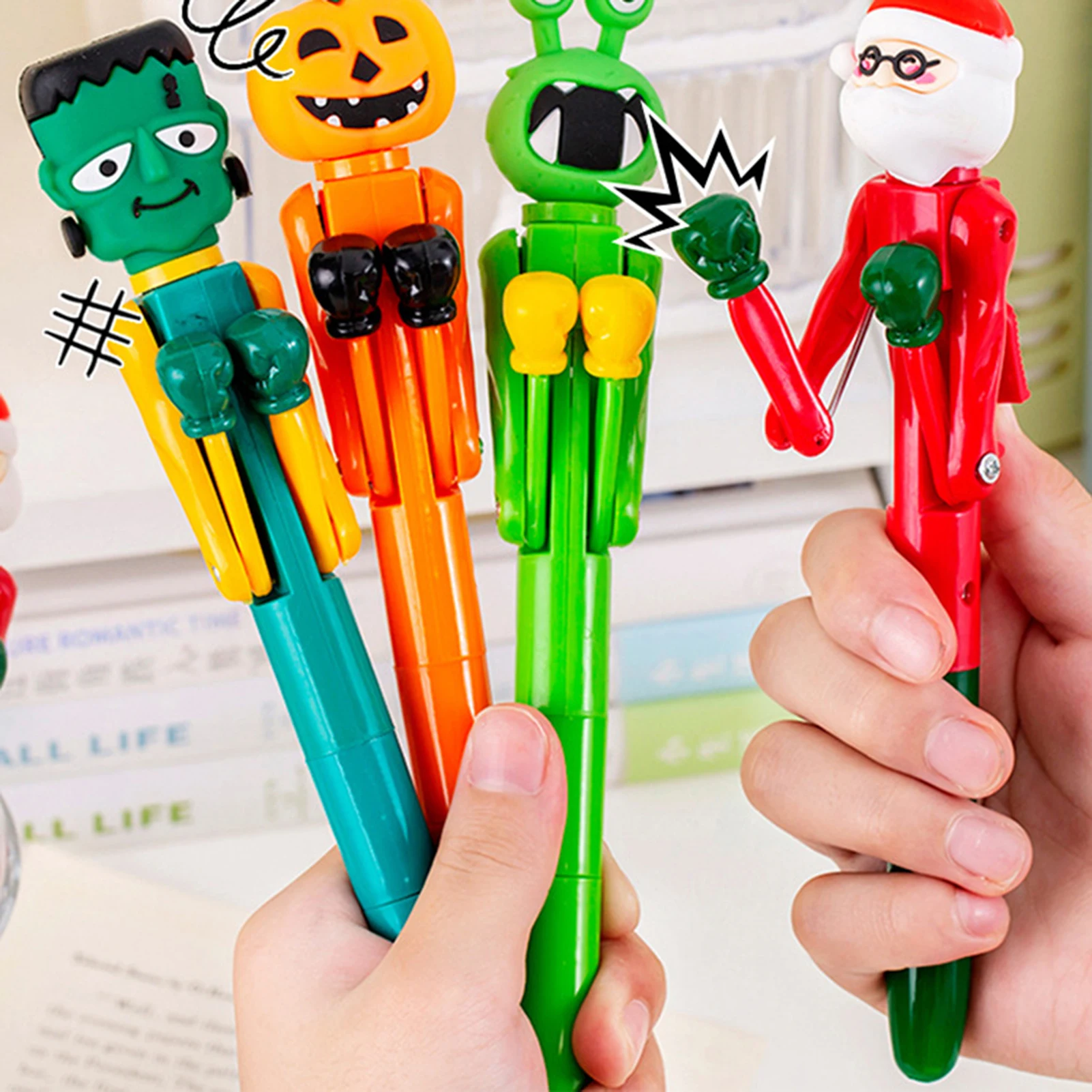 

Fun Boxing Ballpoint Pen Cartoon Stress Relief Writing Tool for Kids Stationery Gift Halloween Christmas Party Favor