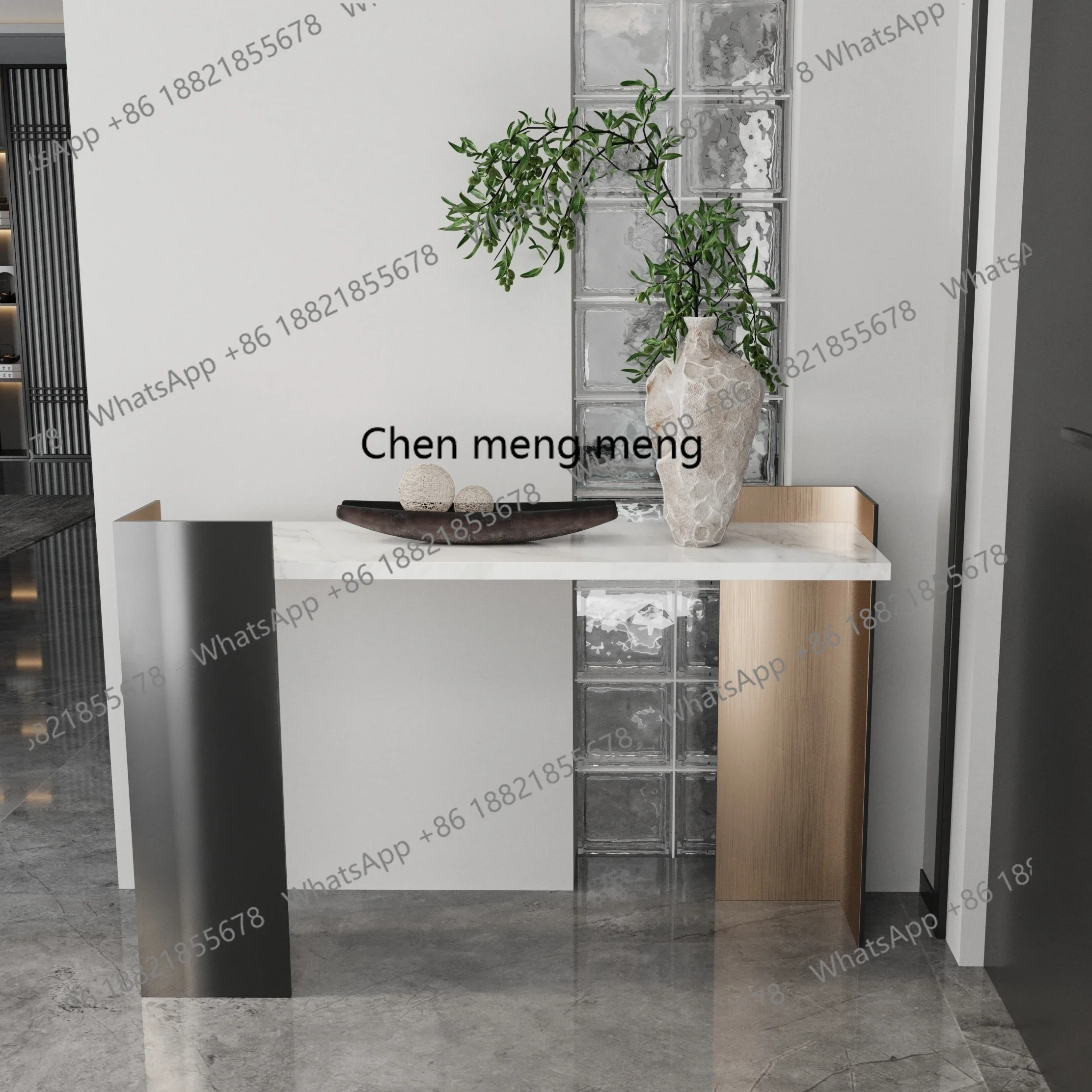 G153 Italian light luxury rock slab entrance table, simple modern entrance cabinet, facing the door and case table