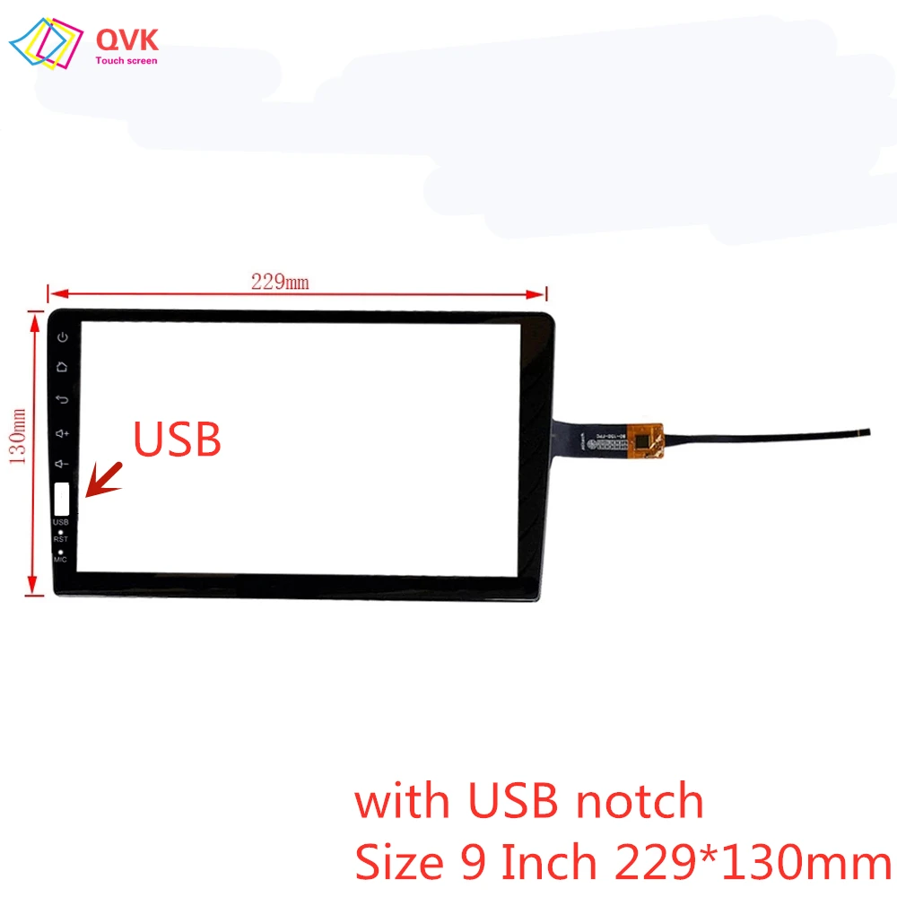 

QVK 9 Inch P/N HC-1493-090 capacitive touch screen digitizer sensor glass panel with USB notch HC-55GT911