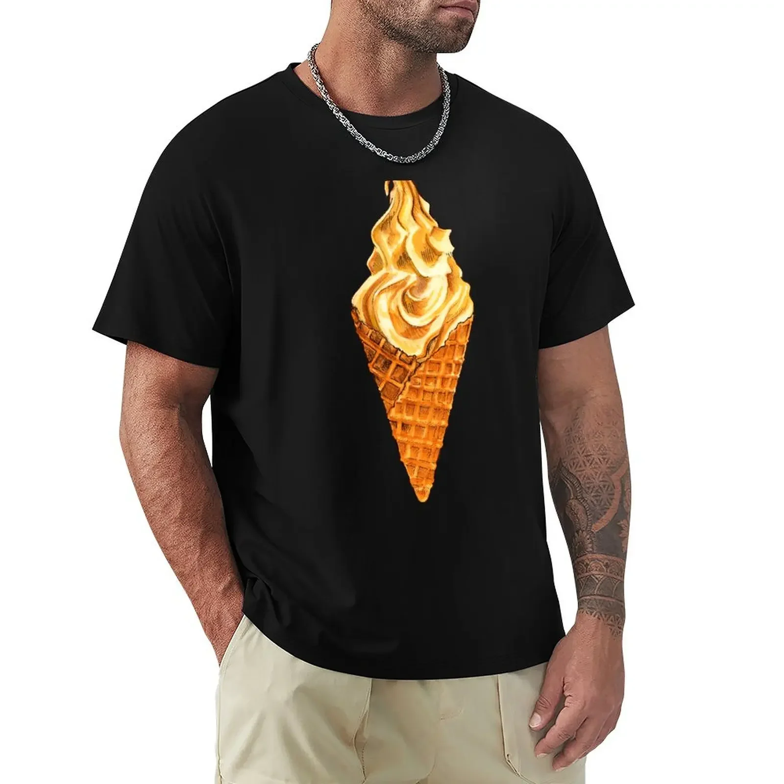 Vanilla Soft Serve Pattern T-Shirt graphic shirts summer clothes mens t shirts top quality