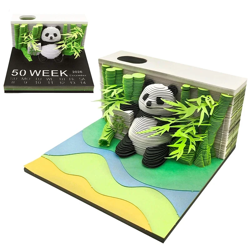 

Time Piece Calendar 2026 Desk Calendar 3D Tear-away Calendar Paper Carving Art Memo Pad Notepad Gift For Christmas Housewarming