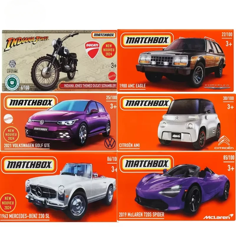 Original Mattel Matchbox Car 1/64 Diecast Toys for Boy AMC Eagle Volkswagen Golf GTE Cadillac MBX Tangiers Tuk Tuk Mercedes Benz