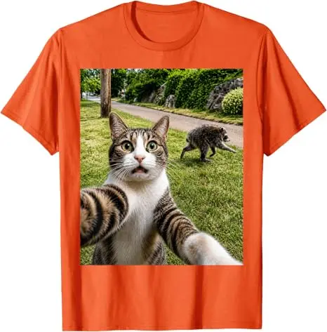 Jimothy Cat Selfie Raccoon Legend T-Shirt Y2k Niedliches Jimothy Raccoon Kitty Lover Grafik-Bekleidung für Frauen Männer Streetwear T-Shirts – Detail 12