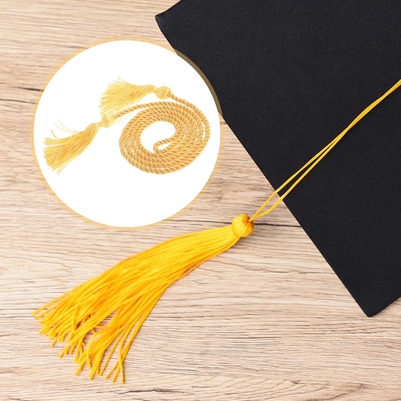 

2 Pcs 67inch Golden Tassel Flag Decoration Graduation Honor Cords Banquet Hall Decorative Ropes Party Event Yarn Tassel