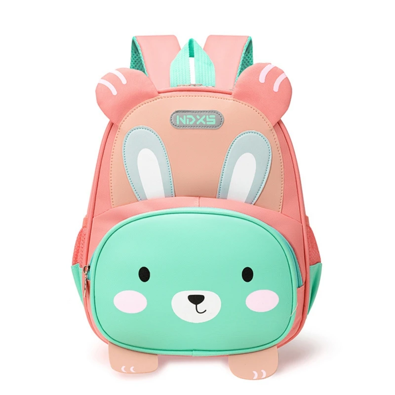 Cute Children Backpack Kids Canvas Bag Cartoon Rabbit Lion Toddlers Backpack For Boys Girls Kindergarten Primary Book Bags