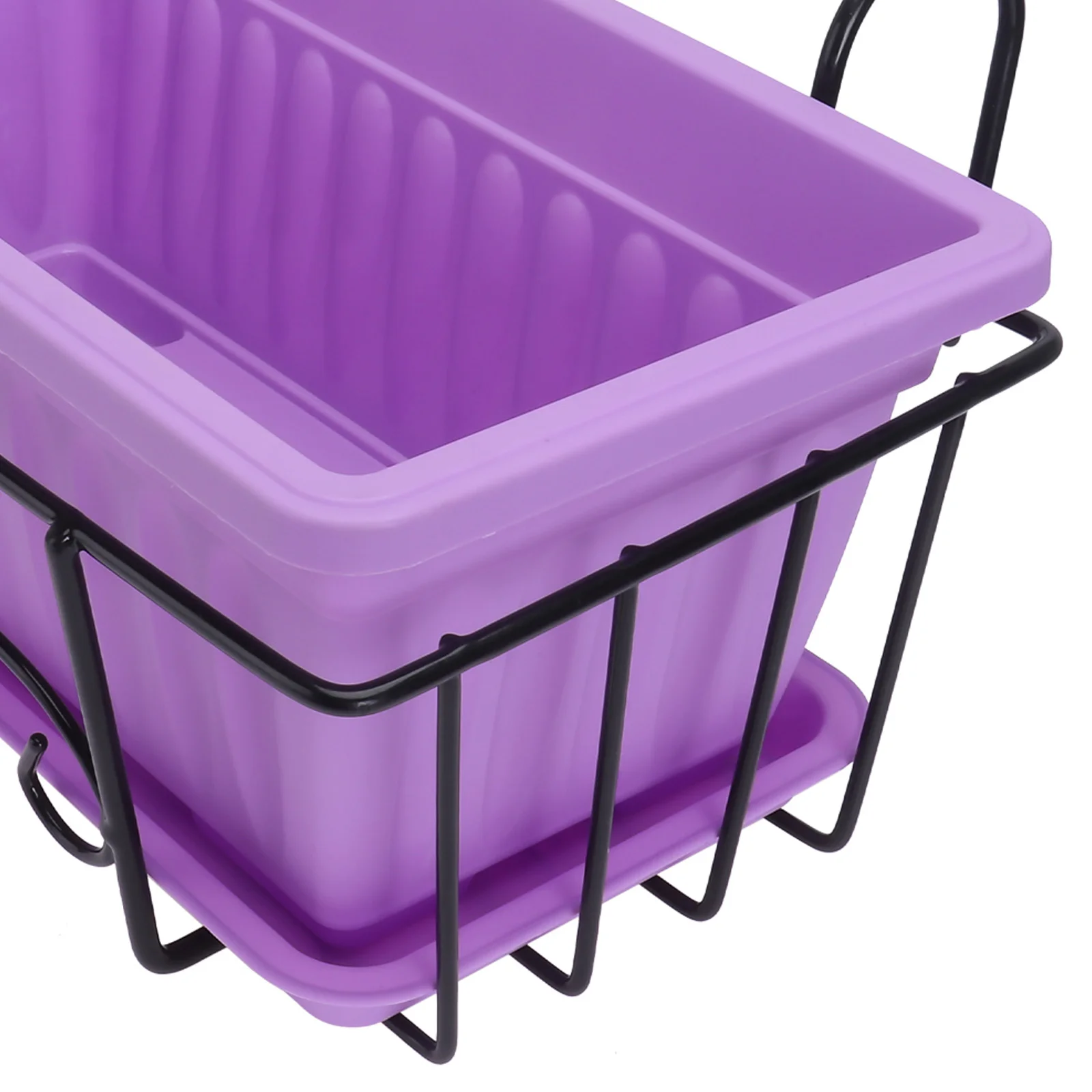 

Hanging Flowerpot Small Purple Plastic Planter Box With Tray Balcony Vertical Garden Decor Plant Container Flowerpot Rack
