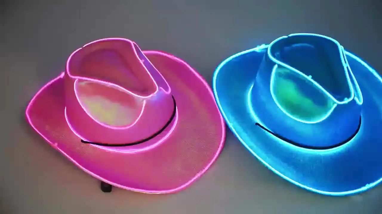 Chapeau lumineux à LED, chapeau de cowboy lumineux - Chapeau de cow-girl Chapeau de cowboy disco | Chapeau LED pour déguisement, chapeaux de Cowboy de fête à piles, chapeau de Cowboy scintillant