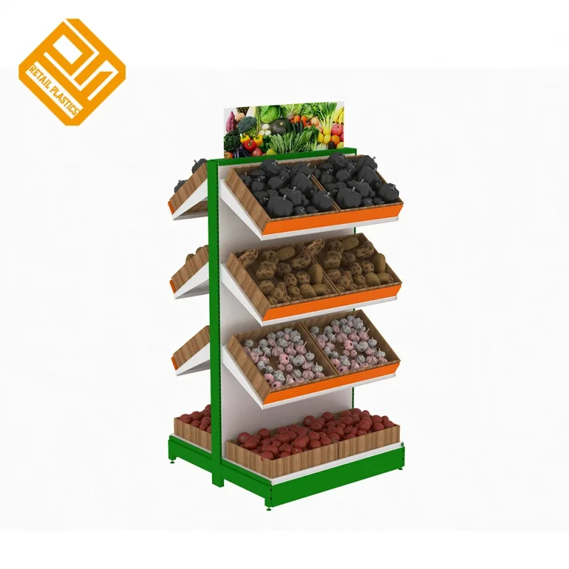 custom.Double-side  Grocery Fruit Vegetable Storage Display Shelf