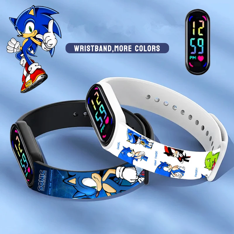 Stitch Sonic Digital Watches Anime Figures LED Luminous Touch Waterproof Electronic Sports Watch Kids Birthday Gifts Toys