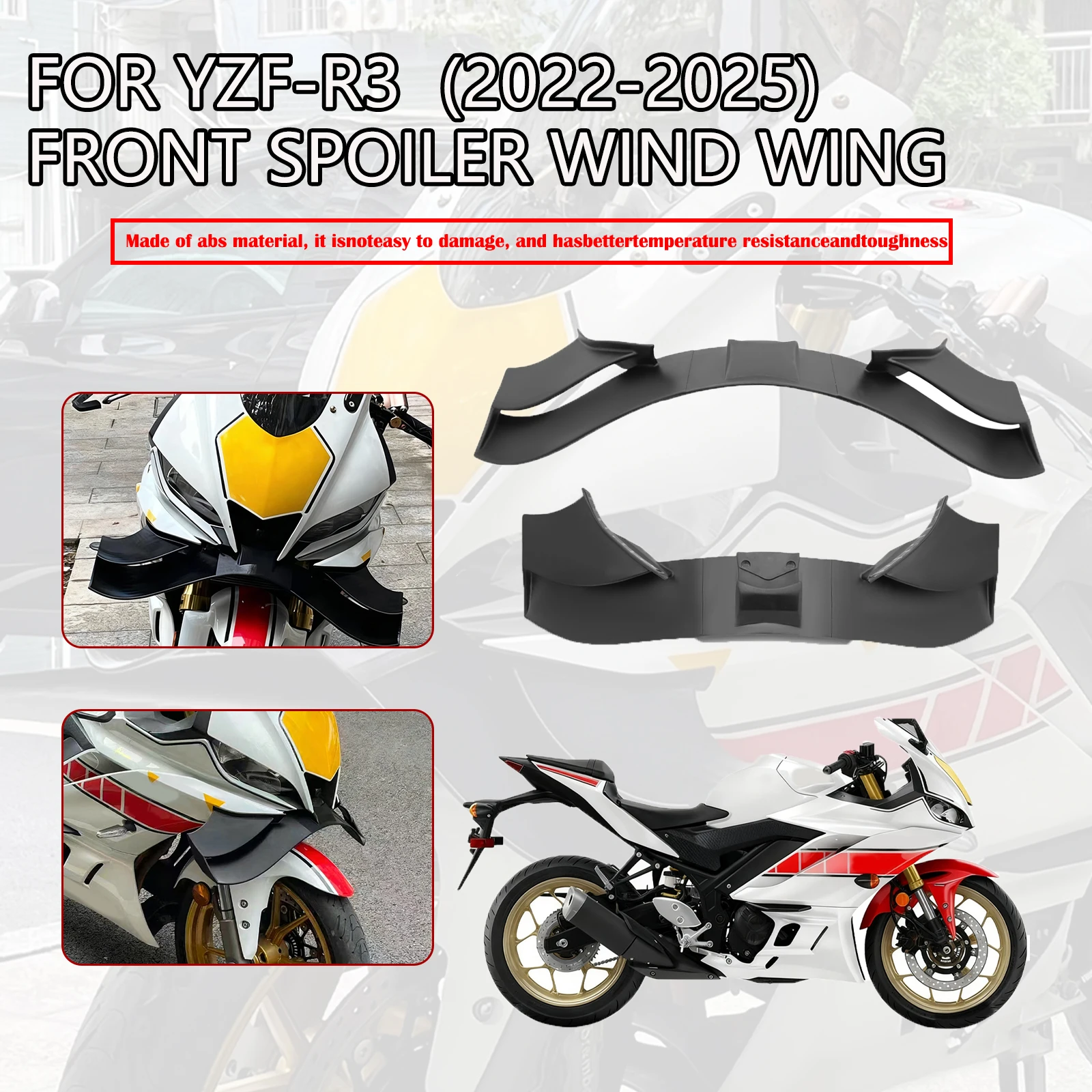 

Передние спойлеры для мотоцикла, прижимная сила, крылышко, аэродинамическое крыло, передний спойлер, крыло GP для YAMAHA YZF-R3 YZF R3 2022-2024 2025