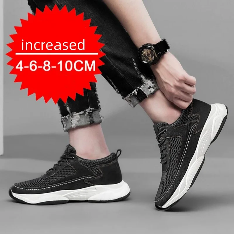 Man Elevator Shoes Lift Sneakers Men Sports Height Increase Insole 8cm10cm Leisure Fashion Summer Sports Heightening Shoes_voghion.com