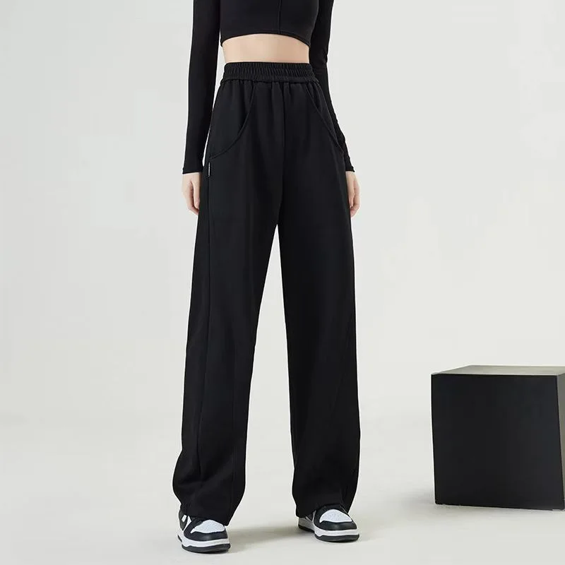 Fashion Bf Oversize Sweatpants Streetwear High Waist Women Loose Y2K Wide Leg Pants Korean Vintage Pockets Casual Trousers