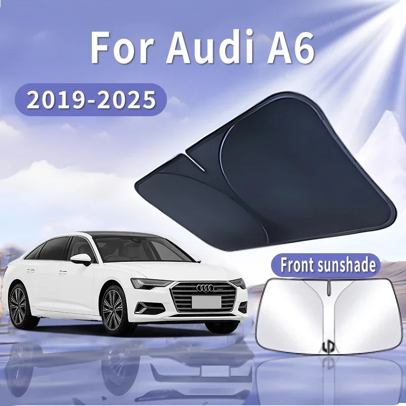 Car Sun Visor For Audi A6 2019~2025 2020 2022 Front Windshield Sunshade Heat Insulation Summer Cooling Auto Accessories Foldable