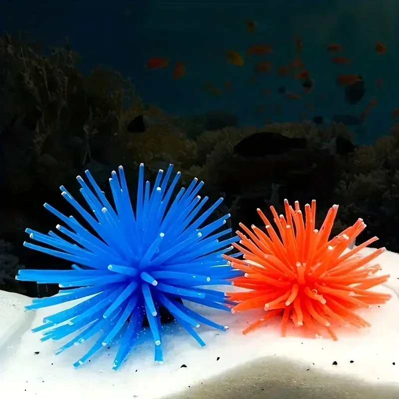 Fish Tank Landscaping Decoration Luminous Simulation Sea Anemone Sea Urchin Silicone Color Coral Plant Aquarium Home Ornaments