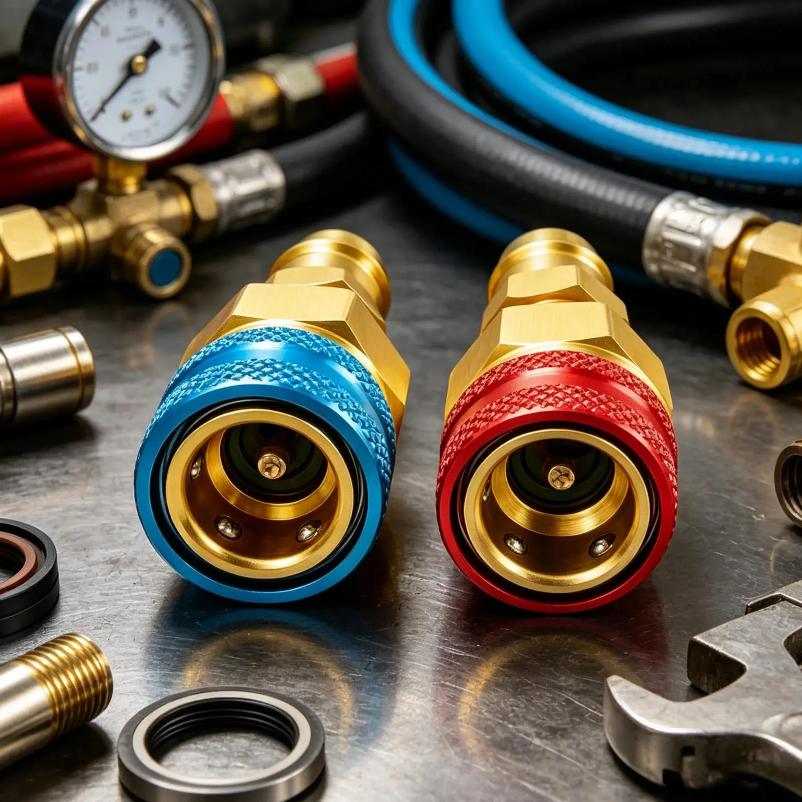 R1234yf to R134a Conversion Kit Air Conditioner Filling Valve Fittings Port Adapter Retrofits Quick Disconnect Couplers
