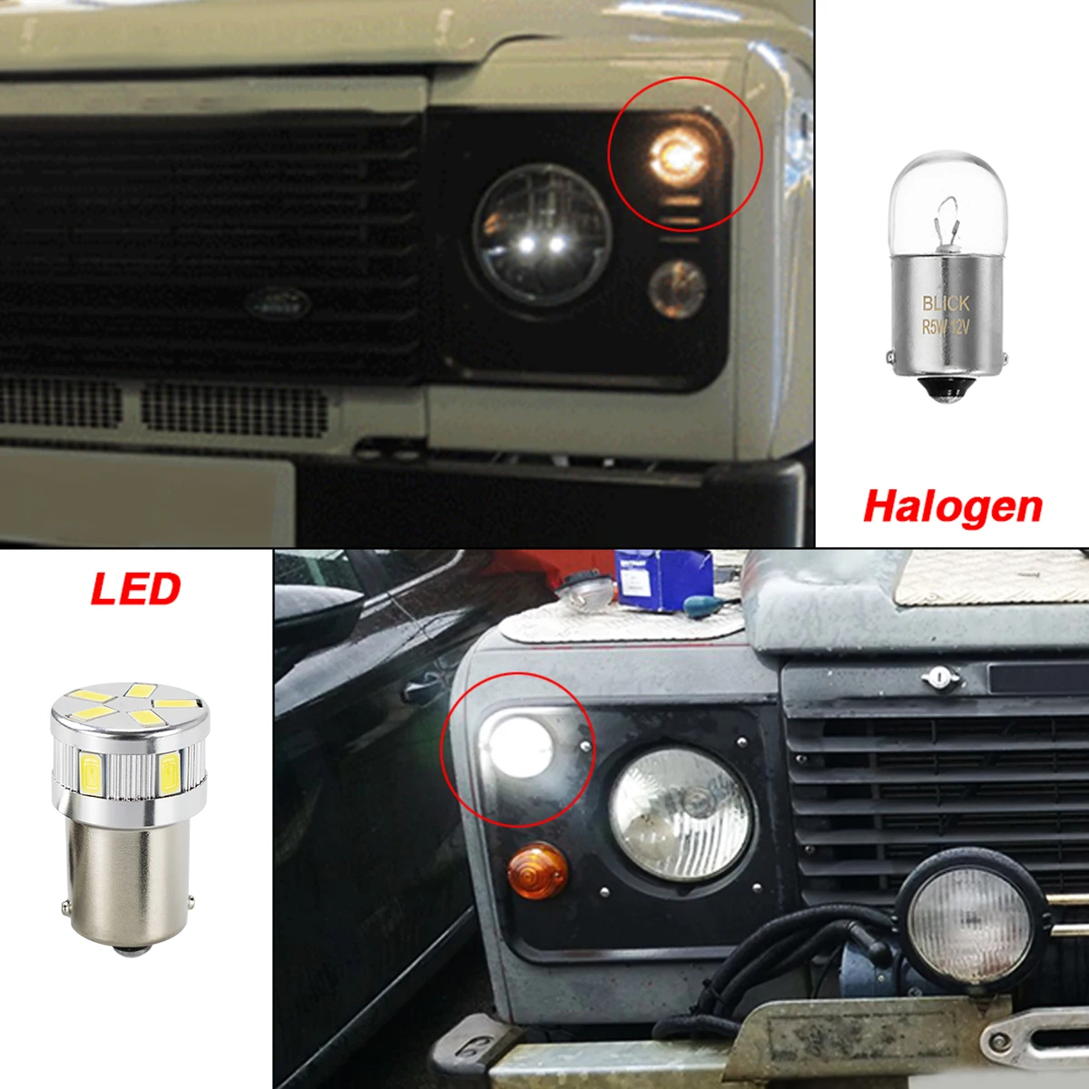 2x Voor Land Rover Defender 2.5 207 R5W 11-LED Xenon Witte Zijlichten Upgrade Lampen Parking Head Light lamp