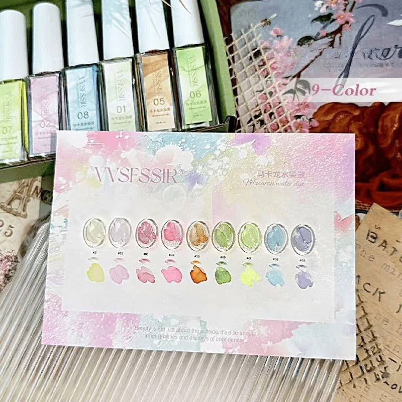 

9 Colors Nail Gel Varnish Watercolor Ink Air Dry Spreading Effect Marbling Liquid Metallic Watercolor Gradient Nail Art Polish