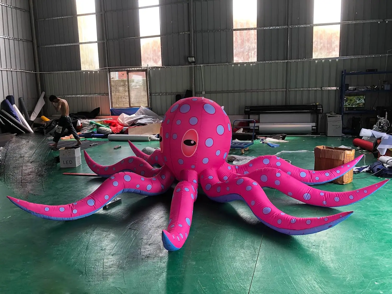 Pulpo inflable gigante suspendido con luces Led, globo de animales marinos del océano rosa para decoración de escenario de fiesta de música, 3m, 5m, 8m