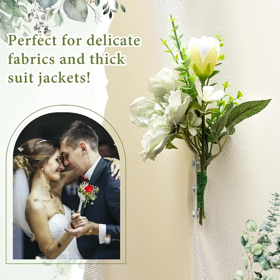 60 pares floral boutonniere ímãs pequeno corsage fix para casamento artesanal noiva noivo flor acessórios claro corsage pinos br