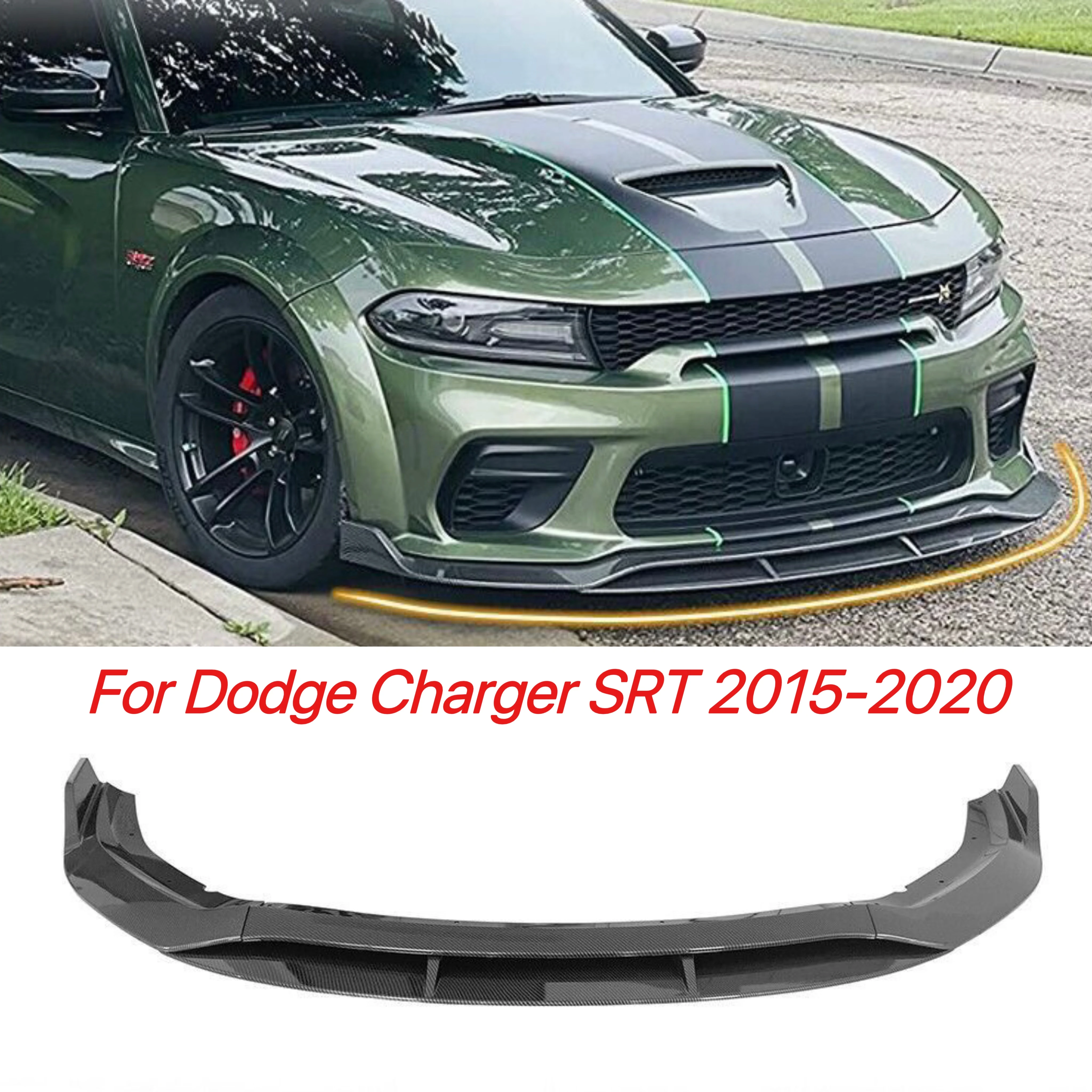 

4pcs Car Front Bumper Lip Spoiler Splitter Body Kit for Dodge Charger SRT 2015-2020