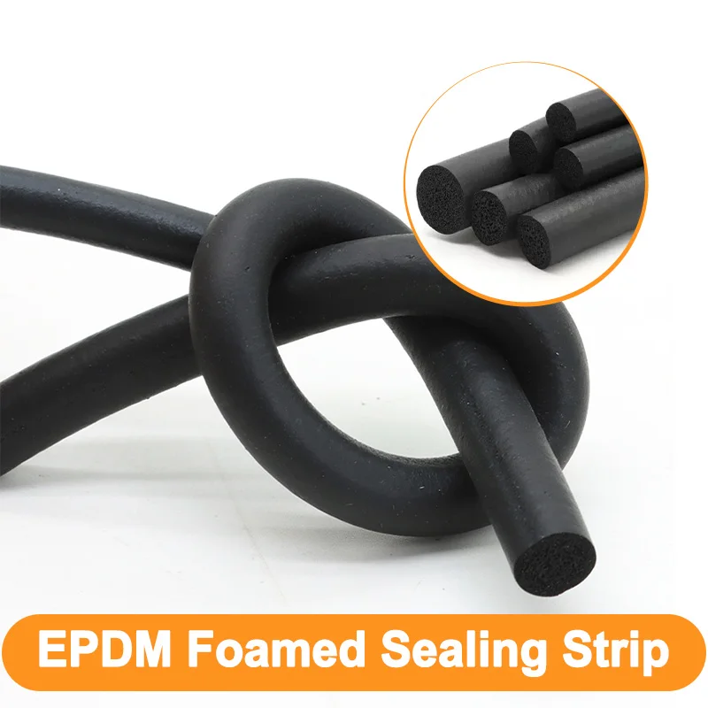 1-10M THK 2/3/4/5/6/7/8/9/10/12/14/16/18/20mm EPDM Foamed Sealing Strip Black Rubber Foam Sponge Door Seams Window Seal Gaskets
