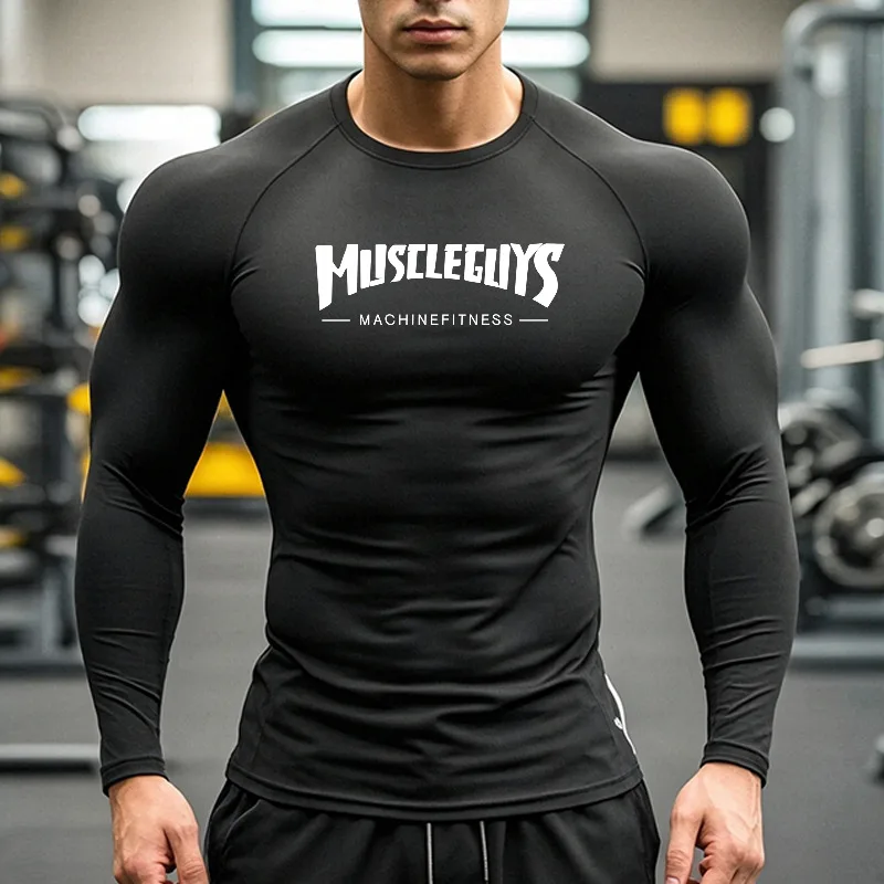 Men's Base Layer Top Long Sleeve Moisture Wicking Compression T-Shirts Quick Dry Breathable Gym Fitness Running Tee