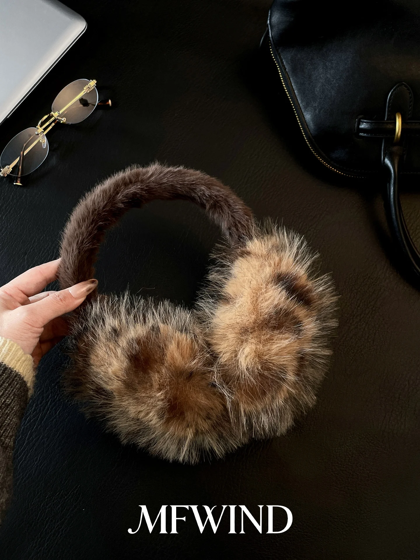 browan-leopard-print-plush-ear-muffs-women's-winter-warm-cold-proof-ear-protectors-fluffy-ear-covers-fashionable-accessories
