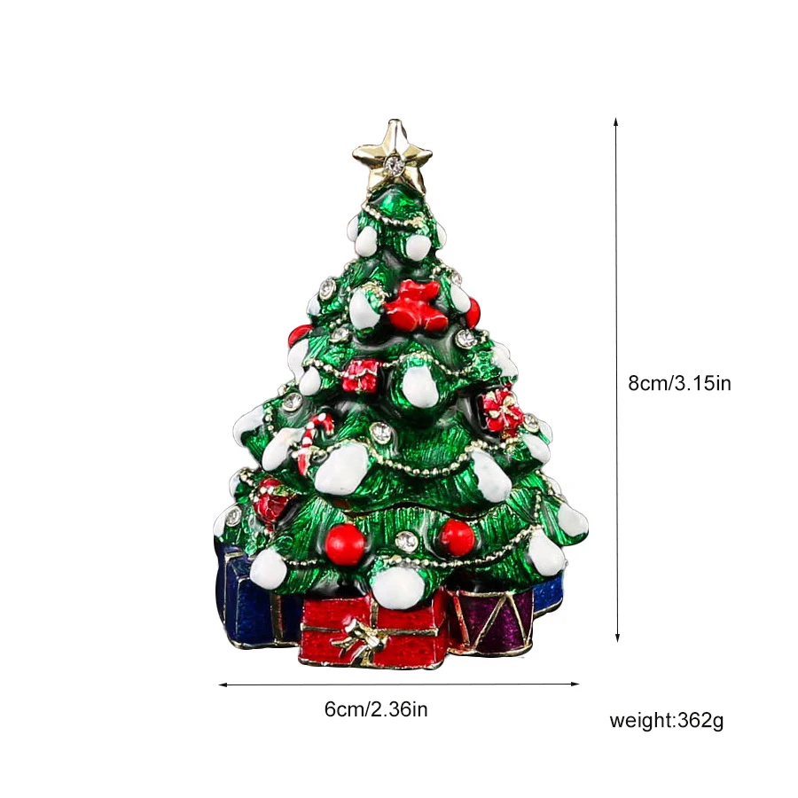 Enamel Colored Drawing Christmas Trees Jewel Case Jewelry Storage Box Metal Handicraft Home Furnishing Articles Christmas Gift