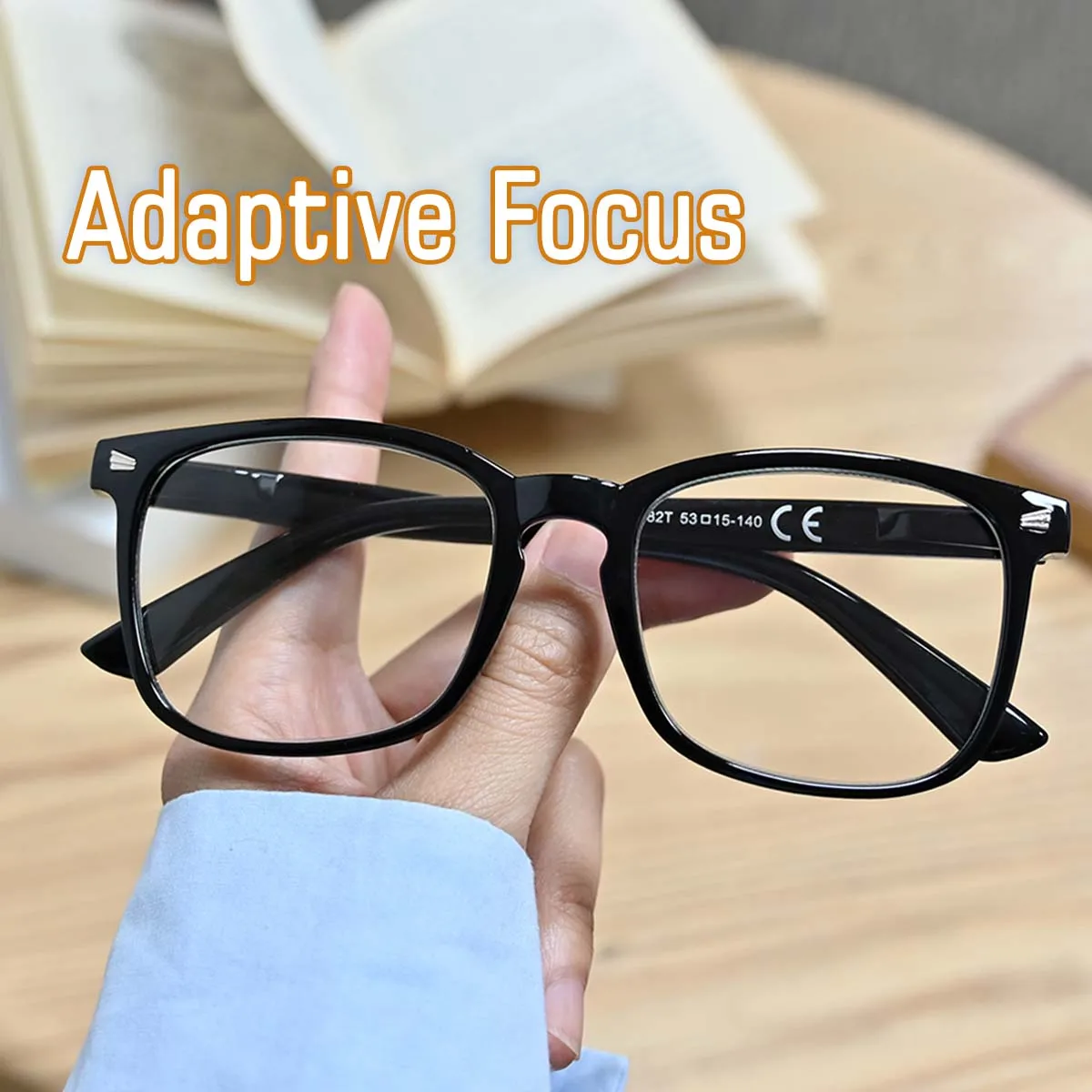 Autofokus-Lesebrille für Herren, Lesebrille, rechteckig, klassischer Rahmen, leicht, Federscharnier