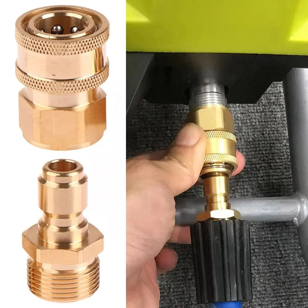 1Set 3/8 M22 Pipe Joint Quick Connect Kits For M22 High Pressure Washer Hose Coupler M22 1.5mm Adapter Set Water Outlet Set