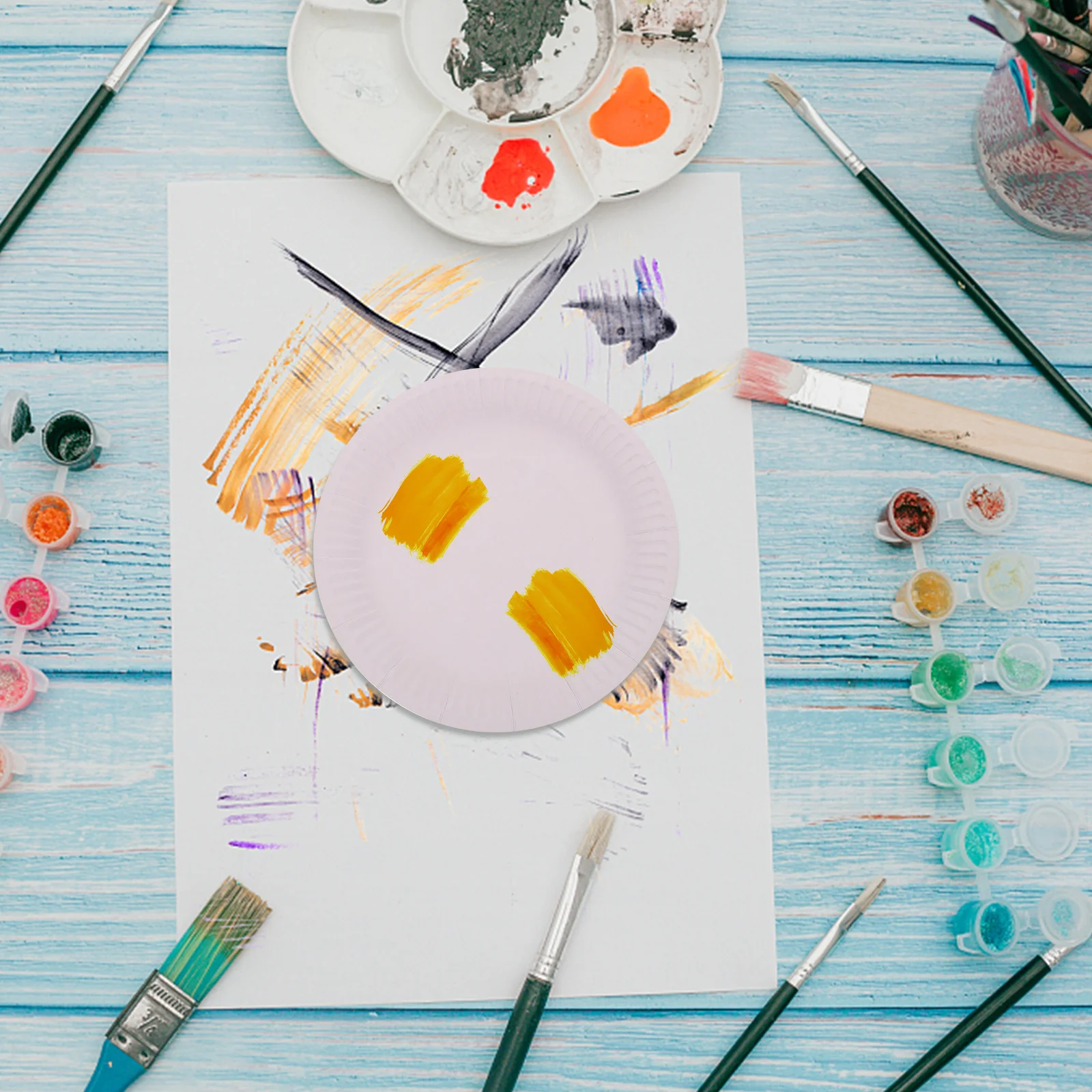 

50Pcs Painting Paper Plates Disposable Kids Drawing Trays Water Oil Proof DIY Art Coloring Supplies for Parties Crafts Home Use