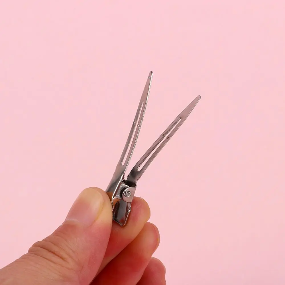 50pcs Hairdressing Ultrathin Metal Silver Color Duck Mouth Clip Flat Base Partition Clip Alligator Hair Clip